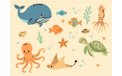 Marine Animal Groups (flat design)