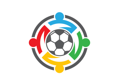 Logo de ballon de football et de travail d&amp;#39;équipe
