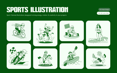 Sports Illustration Art Set