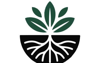 A minimalist logo design featuring plants