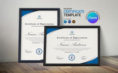 Editable Award Certificate Design in MS Word &amp;amp; Canva | Printable Professional Certificate