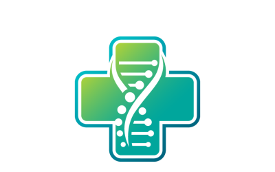 Medical Cross And DNA Helix Logo