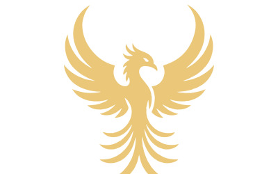 A logo design featuring a golden phoenix