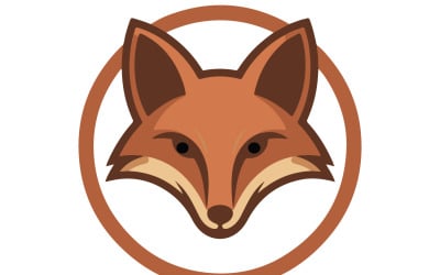 A flat illustration of a stylized fox head