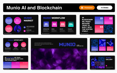 Plantilla de PowerPoint sobre IA y blockchain de Munio