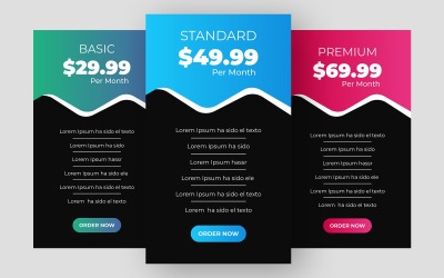 Design de elementos de interface do usuário da tabela de preços versão 2