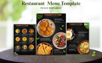Fusion Station Restaurant Menu Template – Editable and Modern Design