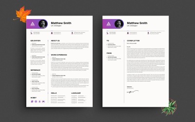 Modern CV Resume and Cover Letter Template  Professional Minimalist Design for Job Applications