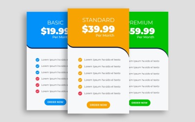 Prijstabel UI-elementenontwerp Ver-1