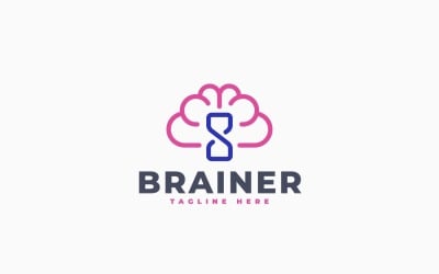 Brain Hourglass Logo Template Design