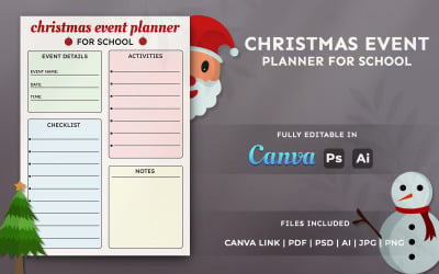 Christmas Event Planner for School | Editable Holiday Planner Template for Canva &amp;amp; KDP