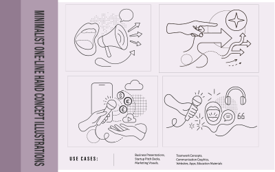 Collage Style Podcast, Public Speaking Media Illustration Pack Communication &amp;amp; Marketing Vector