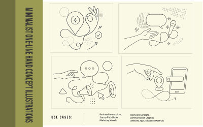 Minimalist One-Line Communication, Location Marketing collage Style Vector Illustration Pack