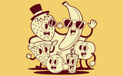 Pacote de vetores de mascote de fruta feliz