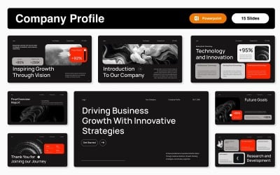 Plantilla de PowerPoint para perfil de empresa en rojo y negro