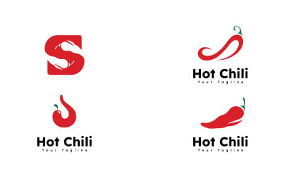 Acılı biber logo vektörü, kırmızı biber logo simgesi tasarım şablonu v15