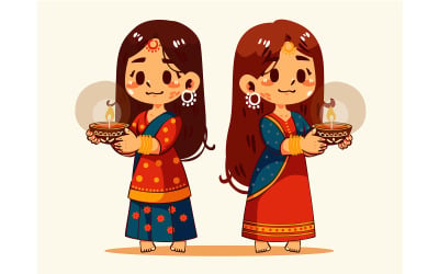 A Couple of Cartoon Girls Holding Candles