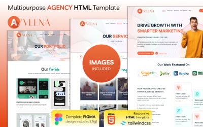 Azveena – Wielofunkcyjny szablon witryny HTML5 dla agencji premium (HTML + projekt Figma)