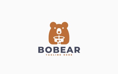 Bear Boba Logo Template Design