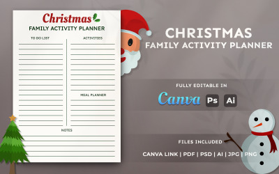 Christmas Family Activity Planner | Editable Holiday Planner Template for Canva &amp;amp; KDP