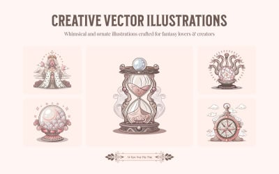 Decorative Fantasy Illustration Art Set