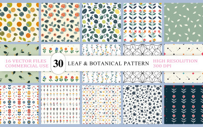 Elegant Leaf Flower Seamless Vector Patterns | Nature Inspired Floral Pattern | Modern Botanical