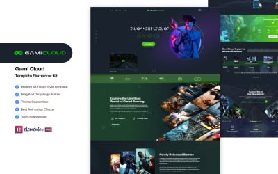 GamiCloud – Elementor webbplatspaket för molnbaserade spel, e-sport och spelströmningsplattformar