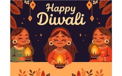 Group of Girls Celebrating Diwali