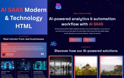 Modelo HTML de IA SaaS e Tecnologia Moderna