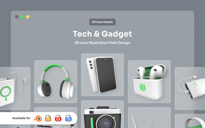 Futuristic Tech 3D Icon Set