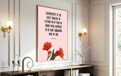 Authentizität Zitat Wand Kunstdruck | Inspirierende Brene Brown Zitat Dekor