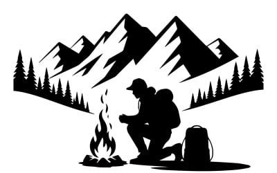 Camping in the mountains Vector