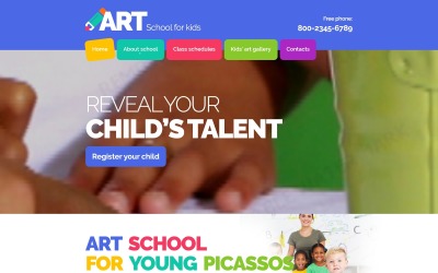 Szablon strony internetowej szkoły artystycznej dla dzieci