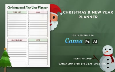Christmas and New Year Planner Template | Festive Holiday Organizer &amp;amp; Printable Planner