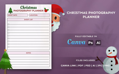 Christmas Photography Planner Template | Holiday Organizer for Photographers &amp;amp; KDP Use