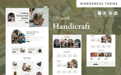 CraftX - Kézműves, kézműves butik és kreatív kézműves termékek Woocommerce WordPress Elementor sablon