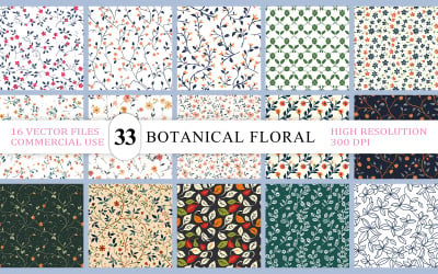 Conjunto de delicados patrones vectoriales y JPG de flores de jardín | Conjunto de estampados florales vintage inspirados en la naturaleza