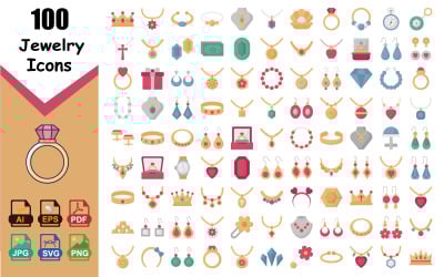 Elegant Jewelry Icon Pack | Fill, Flat, Glyph, 2 Color, Line &amp;amp; Background Styles