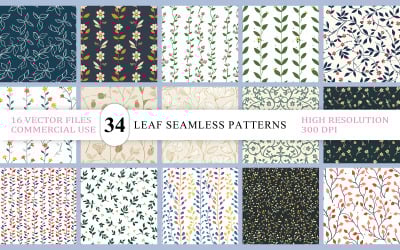 Modern Nature-Inspired Vector &amp;amp; JPG Backgrounds | Minimal Botanical Leaf Seamless Vector Pattern