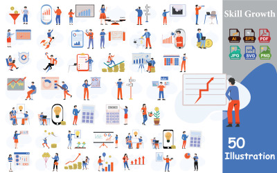 Skill Growth Illustration Pack — Professional Learning, Career Progress, And Success Concepts