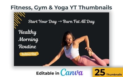 Gym Coach Thumbnail Set - Youtube Thumbnails Canva Editable