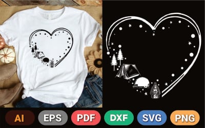 Camping Heart Digital T-Shirt Design | Adventure Lover File for Outdoor and Nature Enthusiasts
