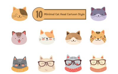 10 Minimale kattenkop cartoonstijl