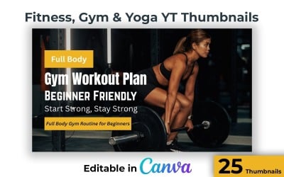 25 Modern Workout YouTube Thumbnails for Fitness Creators - Yoga Fitness and Gym Thumbnails