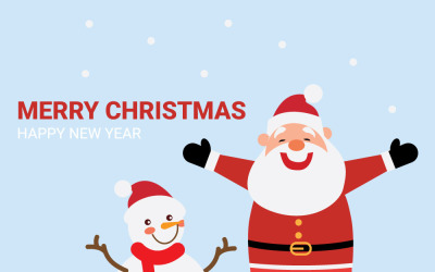 Jolly Santa &amp;amp; Snowman Christmas Character Vector Illustration