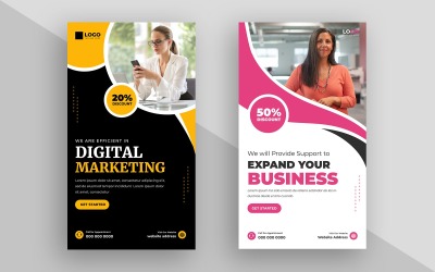 Modèle d&amp;#39;histoire de marketing numérique sur les réseaux sociaux Ver-35