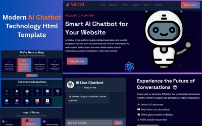 Modelo HTML de chatbot de IA e tecnologia moderna