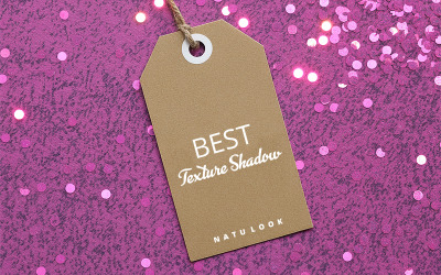 Realistic Tag Label Mockup PSD on Pink Glitter Texture for Branding and Product Design