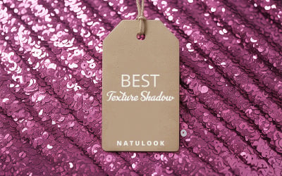 Realistic Tag Label Mockup PSD on Pink Glitter Texture for Branding
