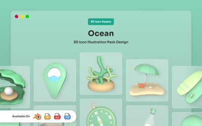 Tropical Sea 3D Icon Pack
